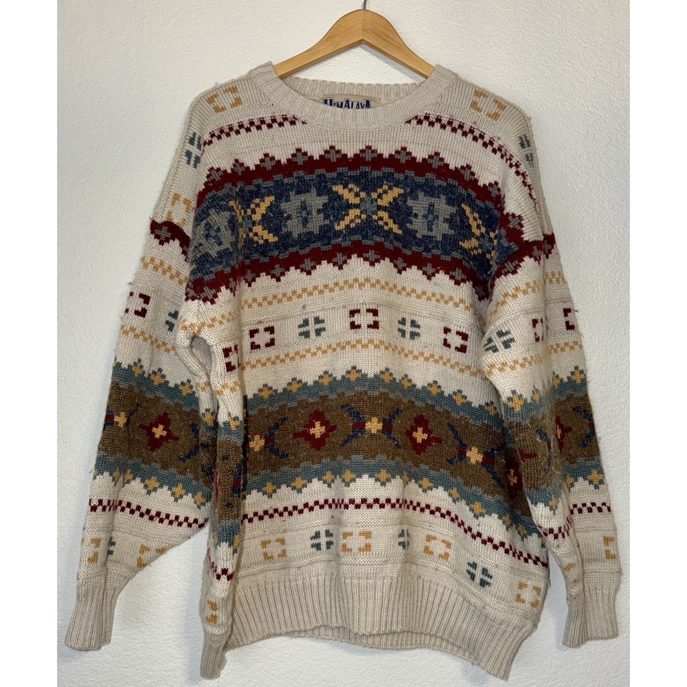 Vintage Himalaya Outfitters Southwestern Fair Isle Knit Sweater Mens XXL 90s